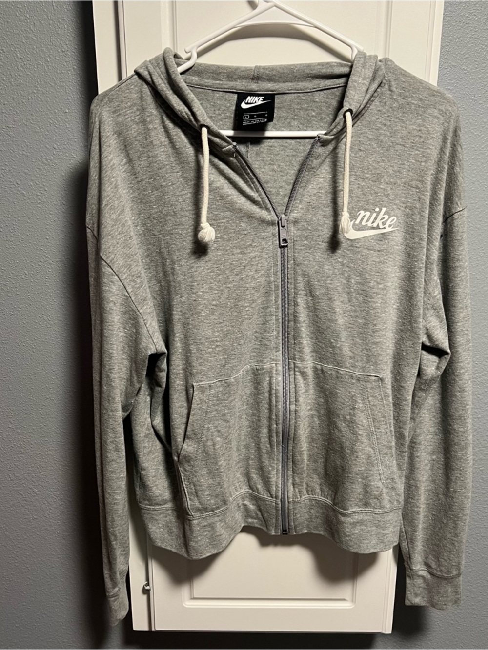 Nike Gray Zip-Up Hoodie with White Logo